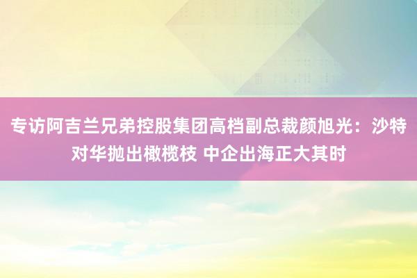 专访阿吉兰兄弟控股集团高档副总裁颜旭光：沙特对华抛出橄榄枝 中企出海正大其时