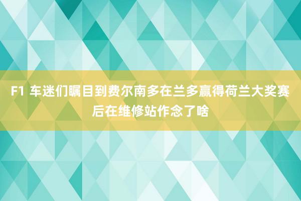 F1 车迷们瞩目到费尔南多在兰多赢得荷兰大奖赛后在维修站作念了啥